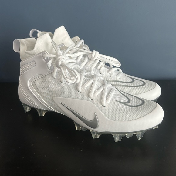 Nike Alpha Huarache 8 Elite LAX Lacrosse Cleats White CW4440-100 Men's - Picture 1 of 8